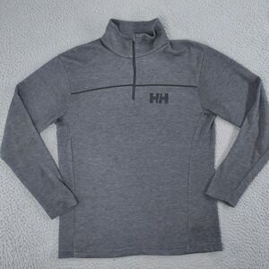 Helly Hansen Pullover Mens Medium Gray Quarter Zip UPF 30 Recycled Polyester